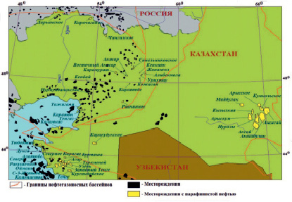 Месторождения нефти казахстана карта